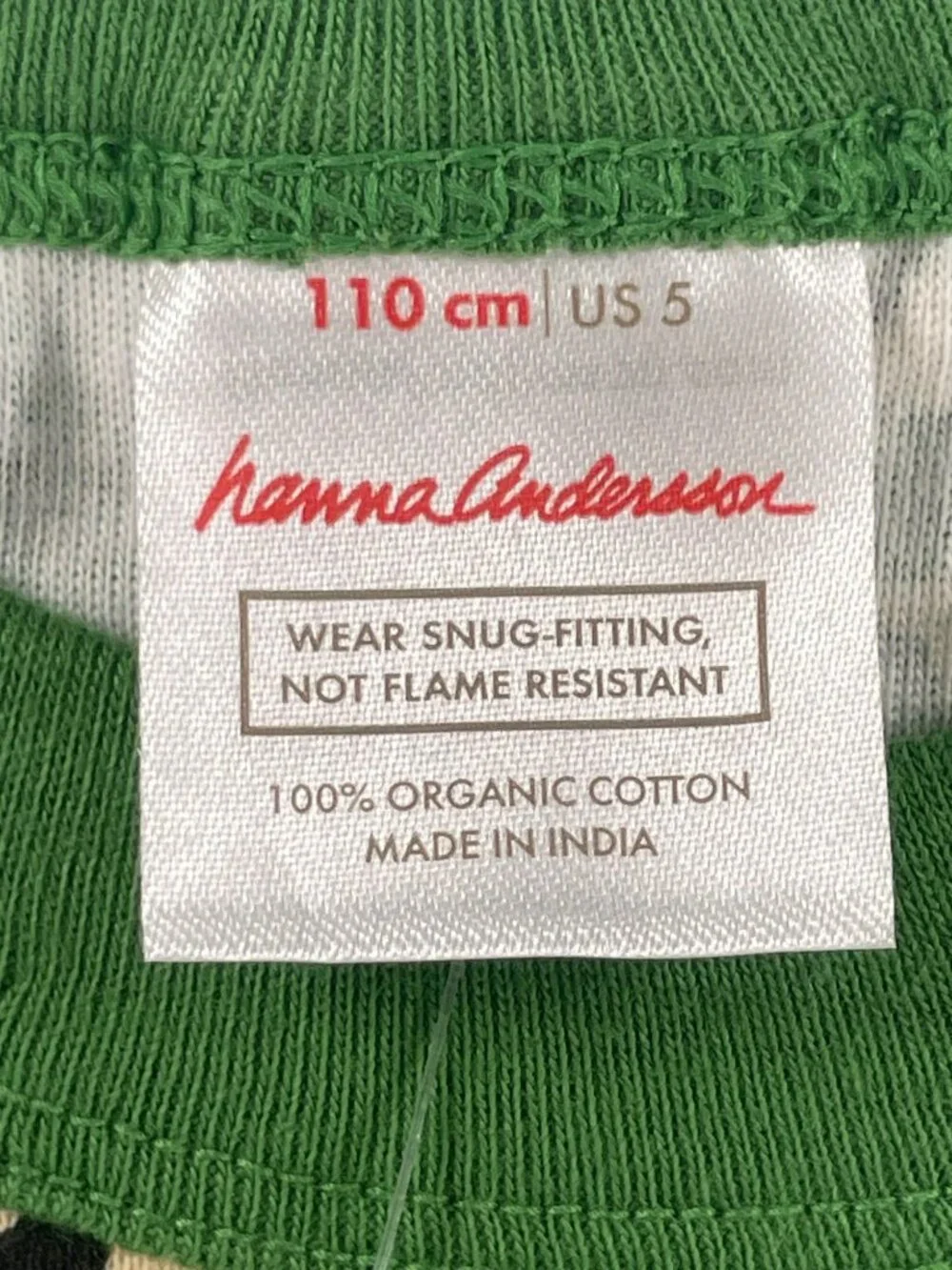 Hanna Andersson Kids 2-Piece Pajama SET Green Zebra Organic Cotton Kids Sz 5 NEW